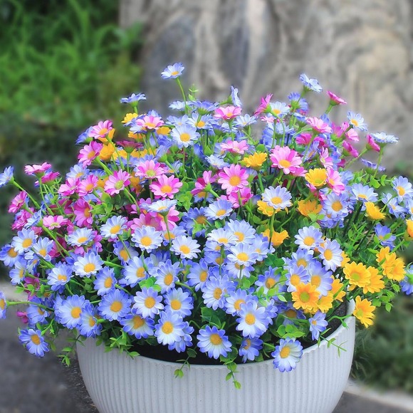 Other - Artificial Daisy Flower Bunches Yellow Purple Pink Blue Silk Floral Arrangements